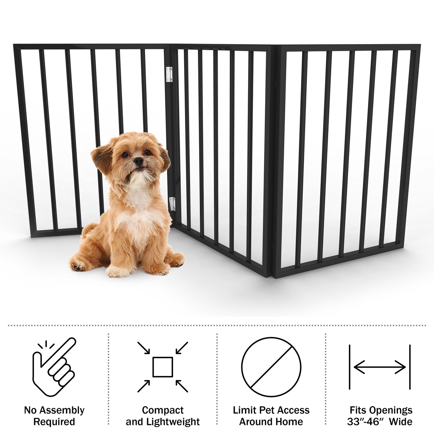 PETMAKER 3-Panel Indoor Foldable Pet Gate, Black