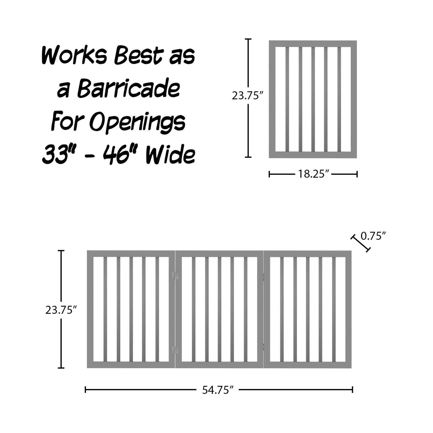 PETMAKER 3-Panel Indoor Foldable Pet Gate, Gray