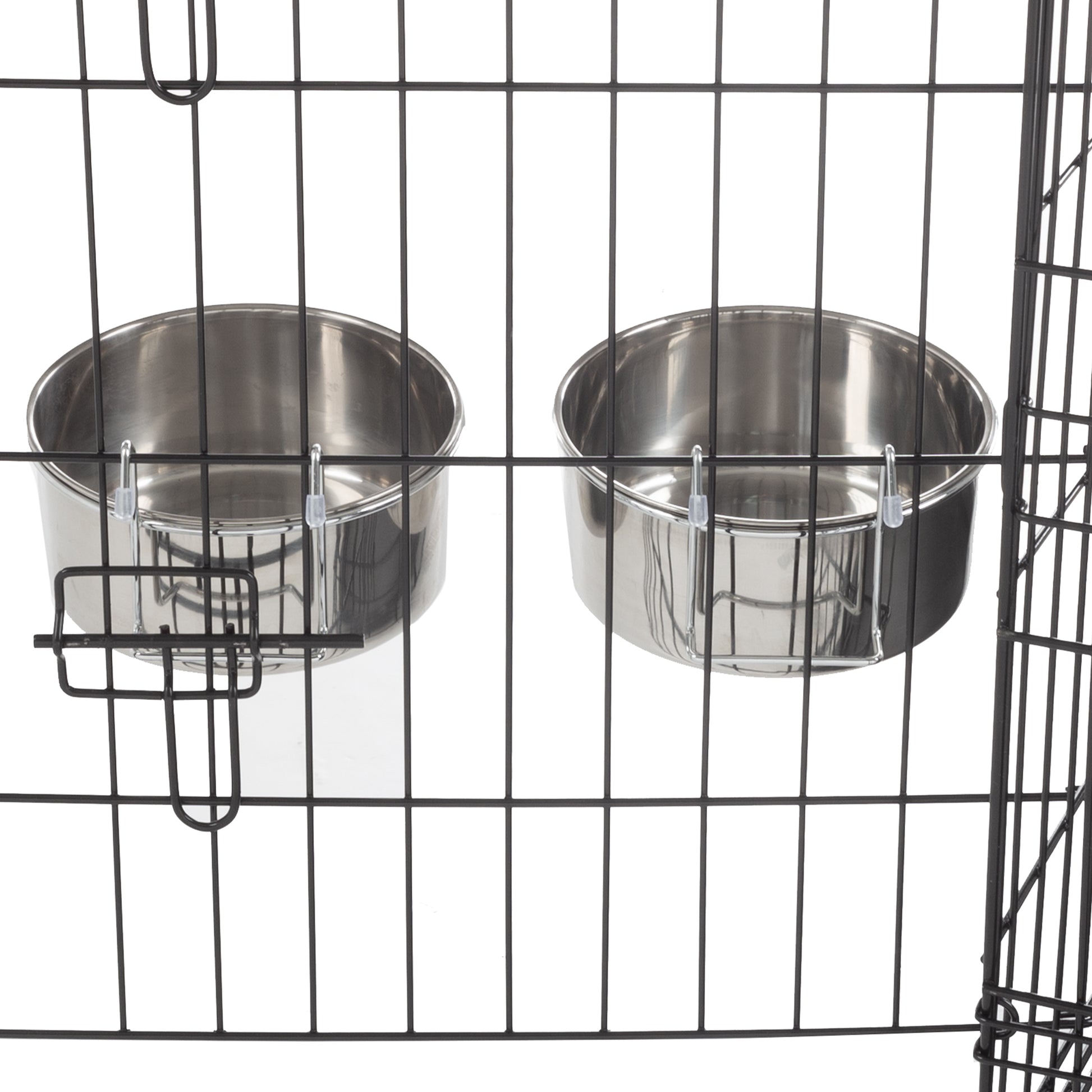 Set of 2 Stainless-Steel Dog Bowls - Cage, Kennel, and Crate