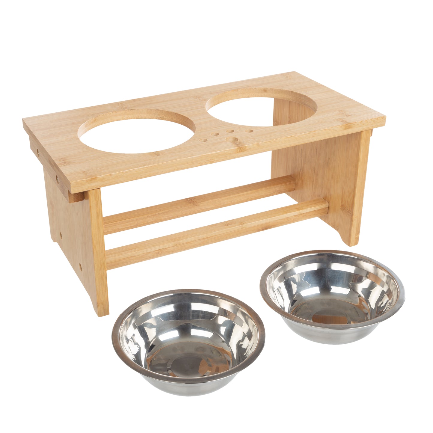 ZPirates Dog Water Bowl Dispenser Stand - Adjustable Width, Holds Pet Food and Water Dispensers - Bamboo Stand Only