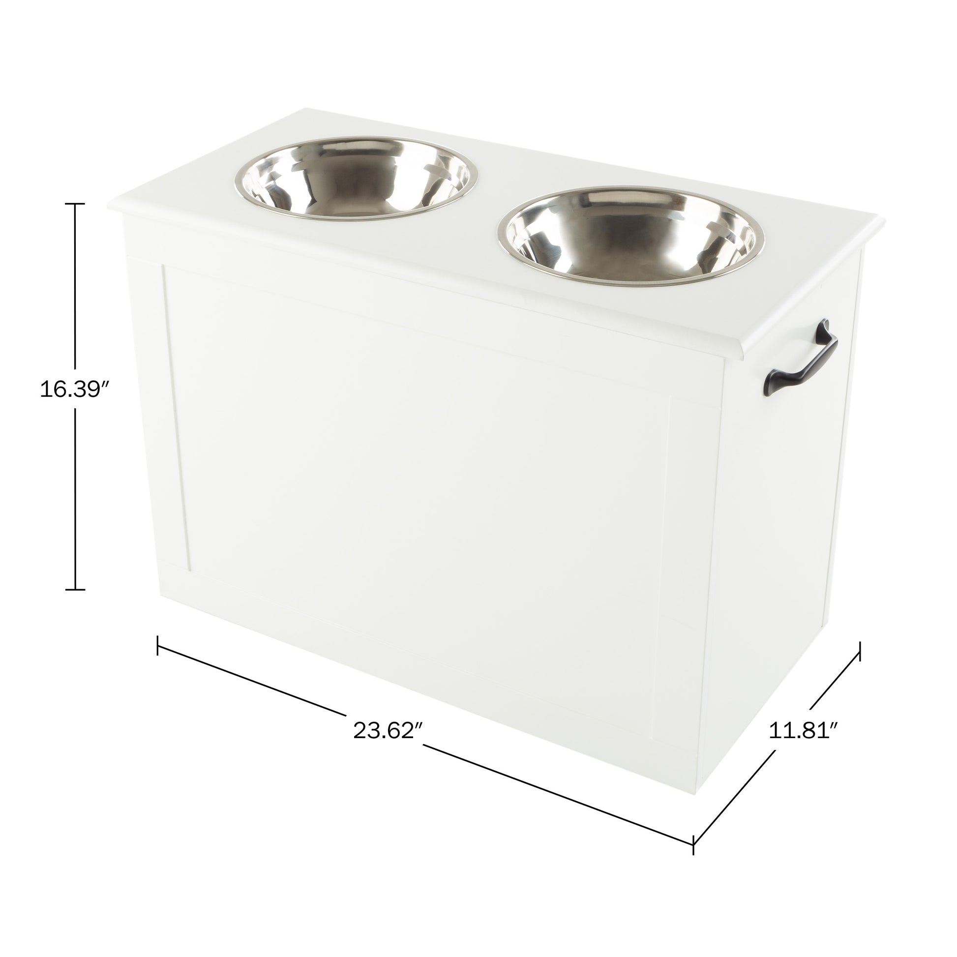 Elevated Dog Bowls with Storage - 16-Inch-Tall Feeding Tray with Hidden  Storage Space for Pet Supplies - 50oz Capacity Bowls by PETMAKER (White) –  PetMaker